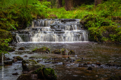 Small waterfall near Cragside in Northumberland   United Kingdom