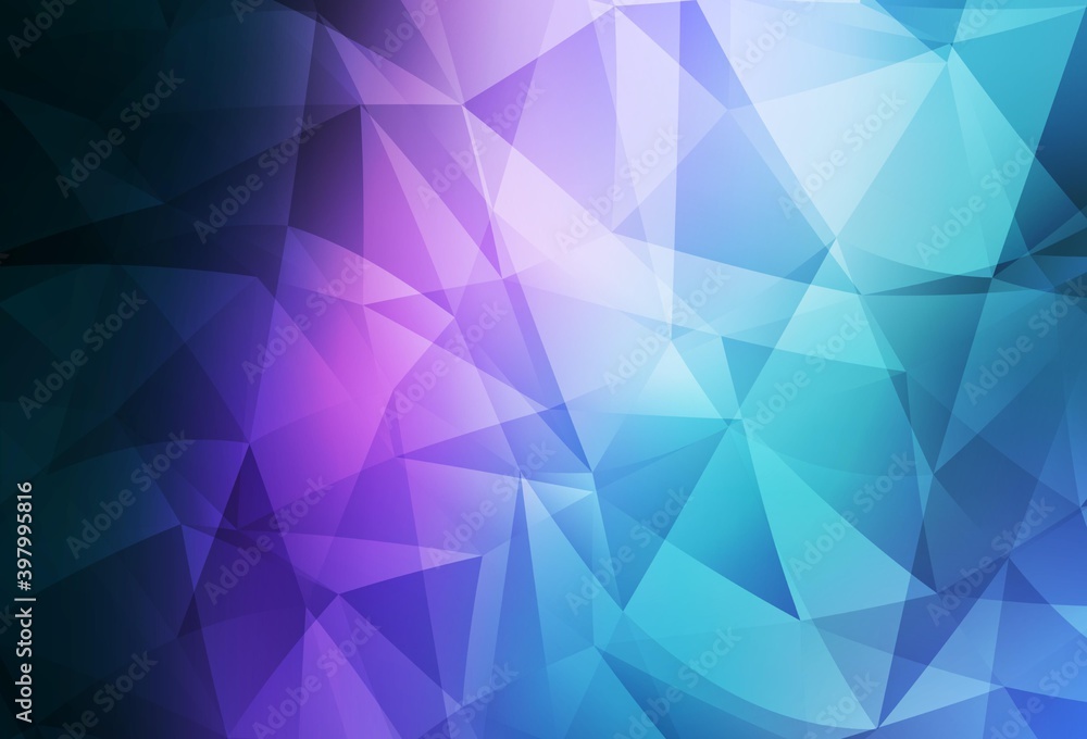 Fototapeta premium Dark Pink, Blue vector polygon abstract background.