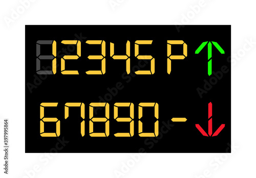 Digital elevator number display isolated on white background