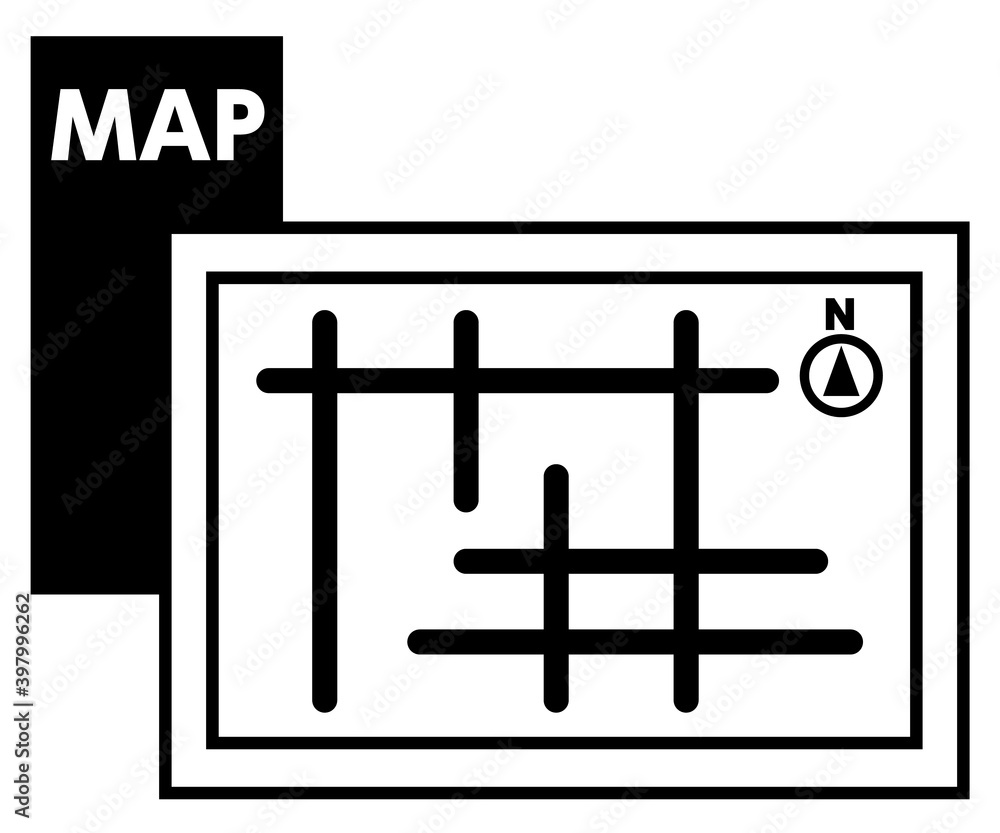 地図のシンプルなアイコン/白黒 地図のシンプルなアイコン/白黒