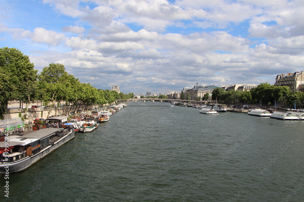 Monuments of Paris along the Seine river
