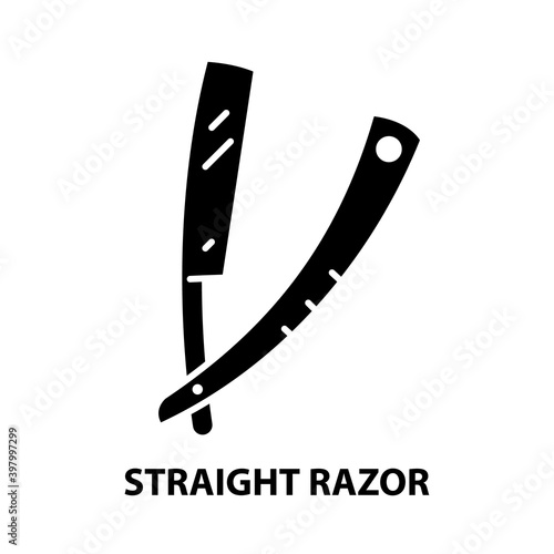 straight razor symbol icon, black vector sign with editable strokes, concept illustration