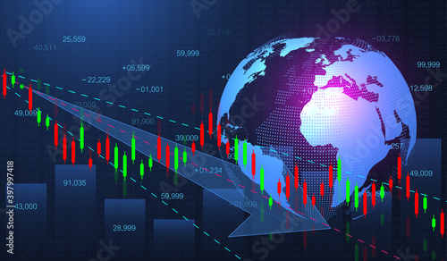 Stock market or forex trading graph in futuristic concept for financial investment or economic trends business idea. Financial trade concept. Stock market and exchange Candle stick graph chart vector.