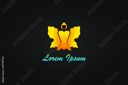 beauty logo concept with golden fairy concept