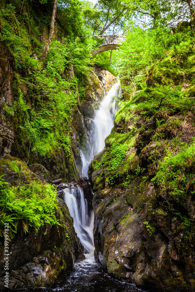 Aira Force Falls near Ullswater in the Lake district,  Cumbria,  United Kingdom