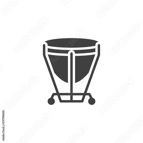 Timpani music Instrument vector icon. filled flat sign for mobile concept and web design. Kettle Drum glyph icon. Symbol, logo illustration. Vector graphics