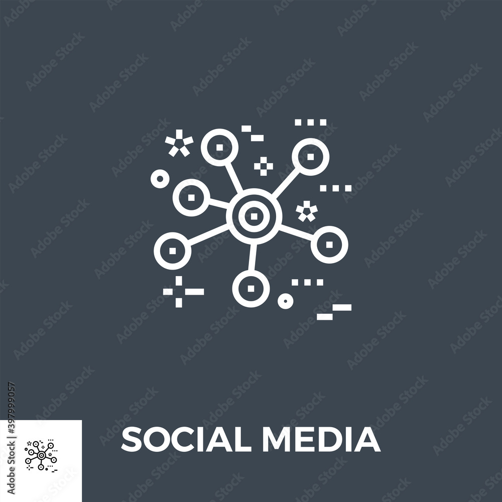 Social Media Related Vector Thin Line Icon. Isolated on Black Background. Editable Stroke. Vector Illustration.