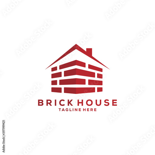 brick house vector logo illustration design