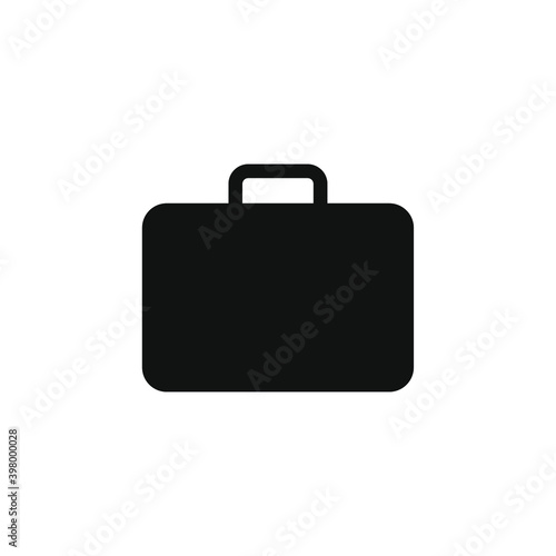 Suitcase vector icon. Briefcase symbol. Business and travel case sign. Black luggage silhouette logo.