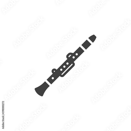 Clarinet musical instrument vector icon. filled flat sign for mobile concept and web design. Clarinet glyph icon. Symbol, logo illustration. Vector graphics