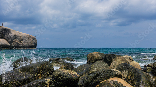 Huge jumping rock clif in ocean