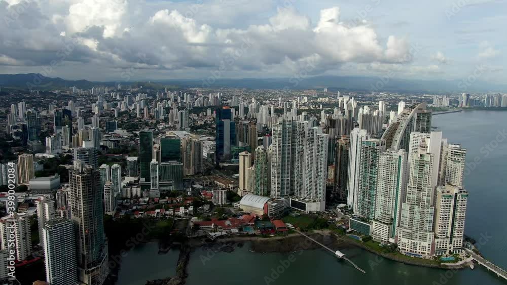 Beautiful cinematic aerial view of the Panama City Skyscrapers and buildings Beautiful cinematic aerial view of the Panama City Skyscrapers and buildings