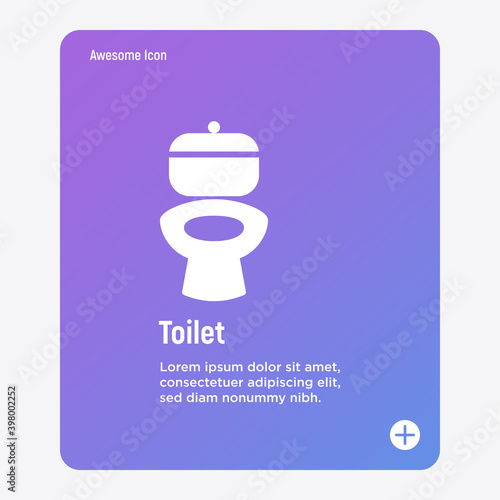 Toilet icon with bowl. Thin line vector illustration for logo of plumber or bathroom equipment shop.