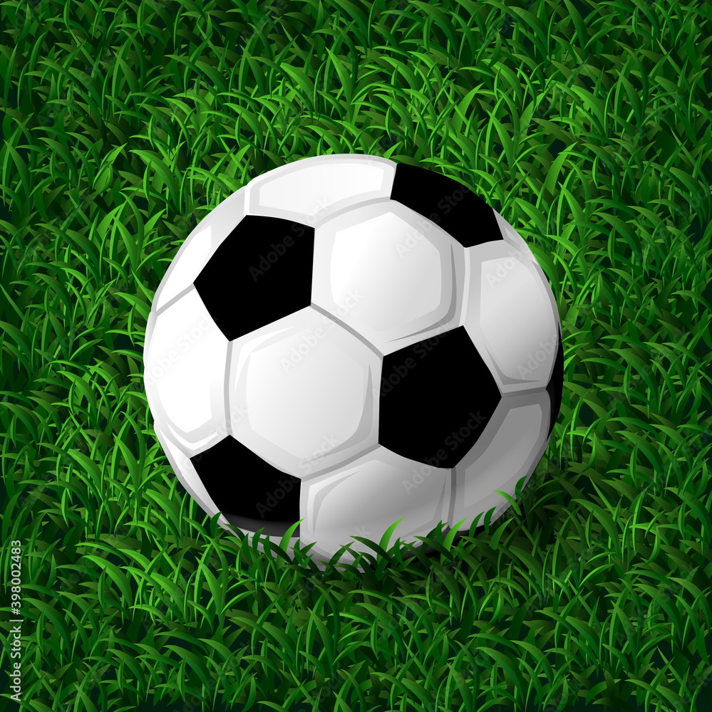 Soccer ball on the green grass. Vector illustration. Soccer ball on the green grass. Vector illustration.