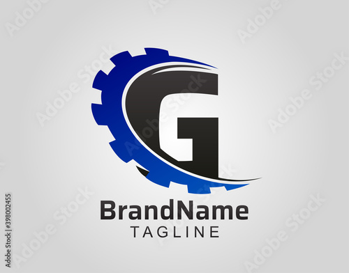 Abstract G Letter, G Gear Swoosh Logo.