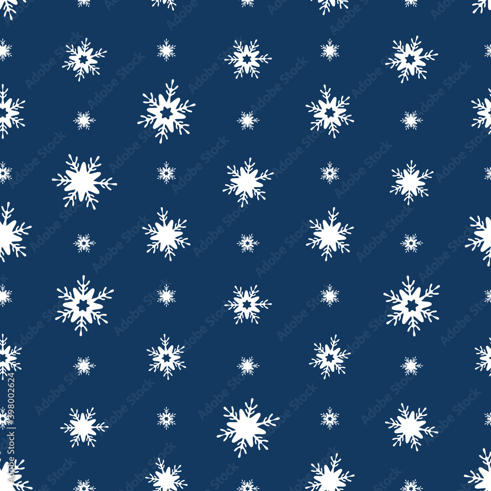 Snowflakes. Repeating vector pattern. Isolated blue background. Seamless festive ornament. Delicate crystal background. Idea for web design, packaging, wallpaper, cover, textile. Frostwork. Snowflakes. Repeating vector pattern. Isolated blue background. Seamless festive ornament. Delicate crystal background. Idea for web design, packaging, wallpaper, cover, textile. Frostwork.