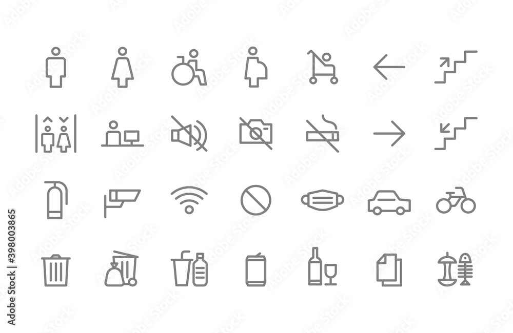 Public Navigation Signs Icons Set Public Navigation Signs Icons Set