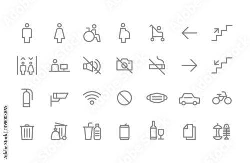 Public Navigation Signs Icons Set