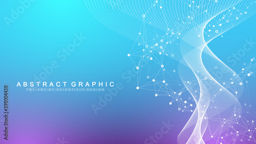 Scientific vector illustration genetic engineering and gene manipulation concept. DNA helix, DNA strand, molecule or atom, neurons. Abstract structure for Science or medical background. CRISPR CAS9.