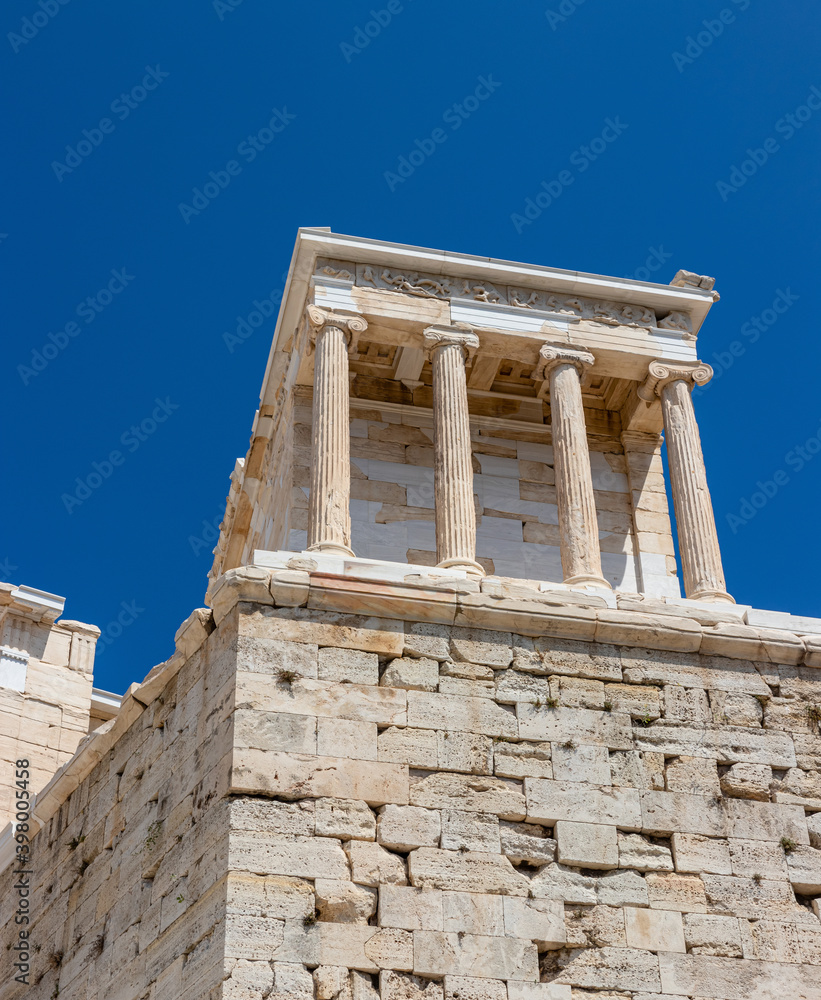 view of the Temple of Athena. acropolis of Athens on a sunny day. famous tourist location in the center of athens. Temple of Athena close up