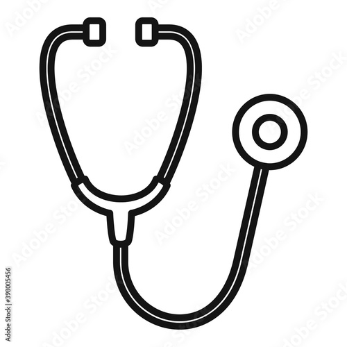 Medical stethoscope icon. Outline medical stethoscope vector icon for web design isolated on white background