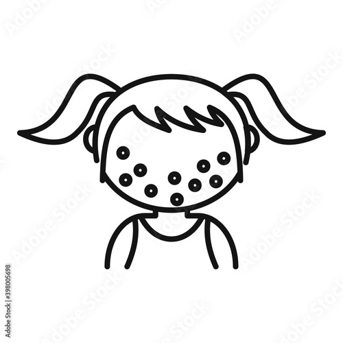 Chicken pox kid girl icon. Outline chicken pox kid girl vector icon for web design isolated on white background