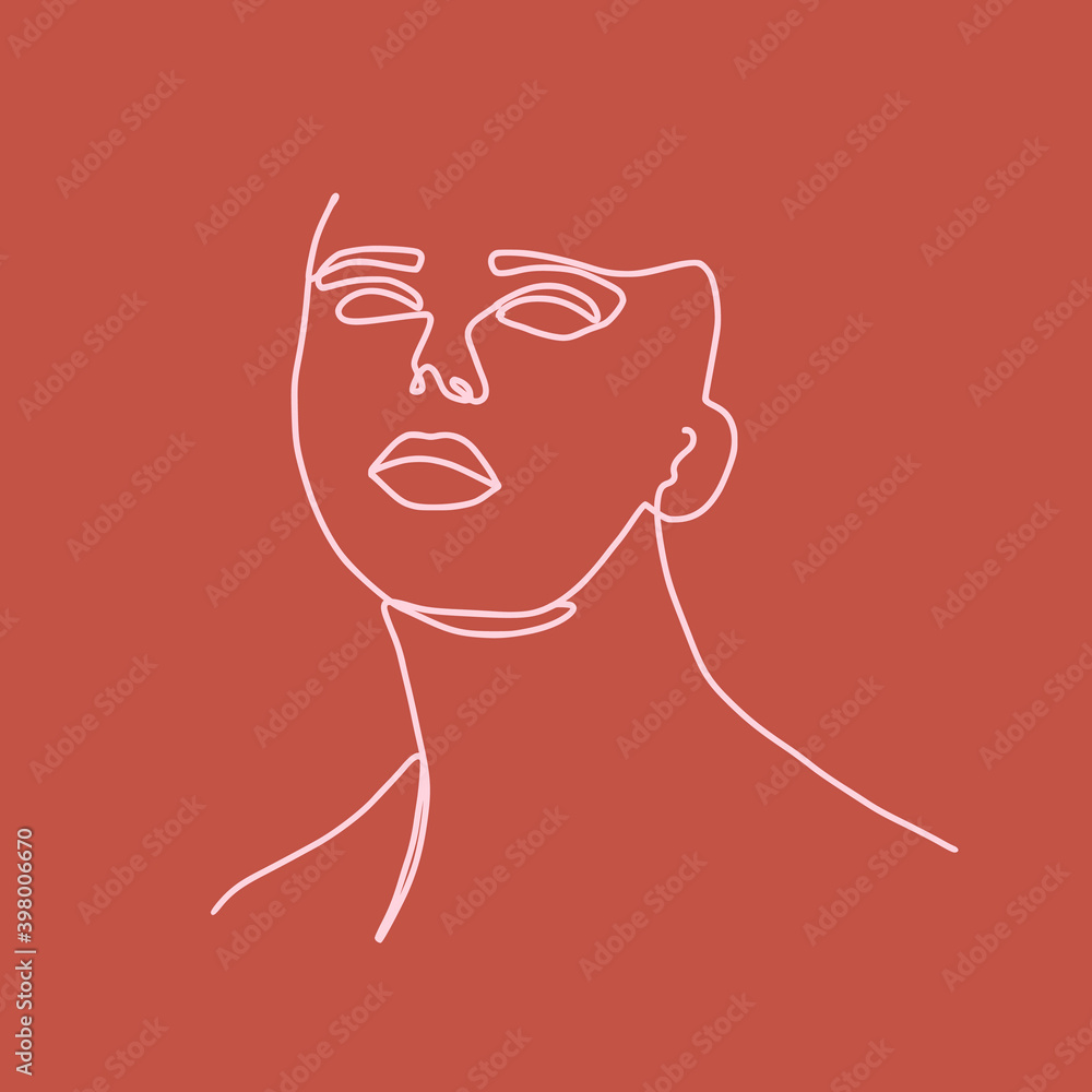 One line woman minimal fashion portrait. Minimal design, freehand composition, modern abstract style. Beauty fashion female portrait with lily flowers details. Trendy design for print and posters. One line woman minimal fashion portrait. Minimal design, freehand composition, modern abstract style. Beauty fashion female portrait with lily flowers details. Trendy design for print and posters.