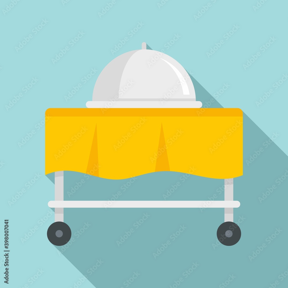 Room service cart tray icon. Flat illustration of room service cart tray vector icon for web design Room service cart tray icon. Flat illustration of room service cart tray vector icon for web design