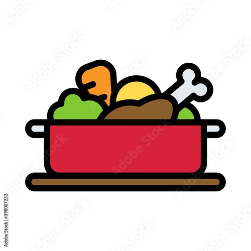 Stew pot icon, Christmas food and drink vector
