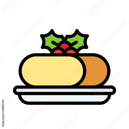 Marzipan icon, Christmas food and drink vector