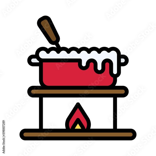Stew pot icon, Christmas food and drink vector