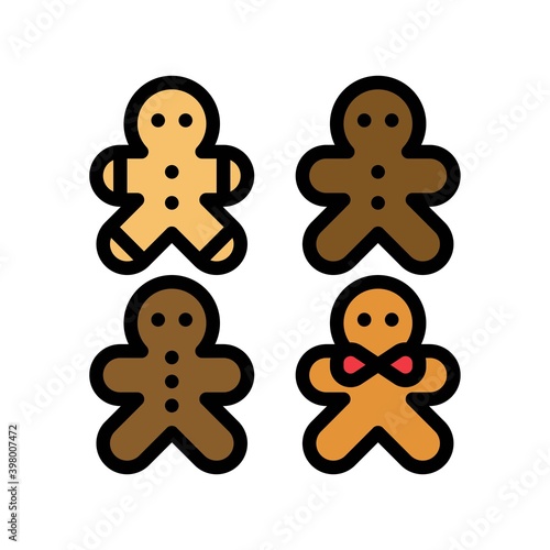 Gingerbread man cookies icon, Christmas food and drink vector