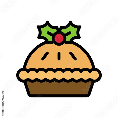 Christmas pie icon, Christmas food and drink vector