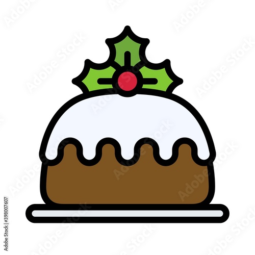 Cake icon, Christmas food and drink vector