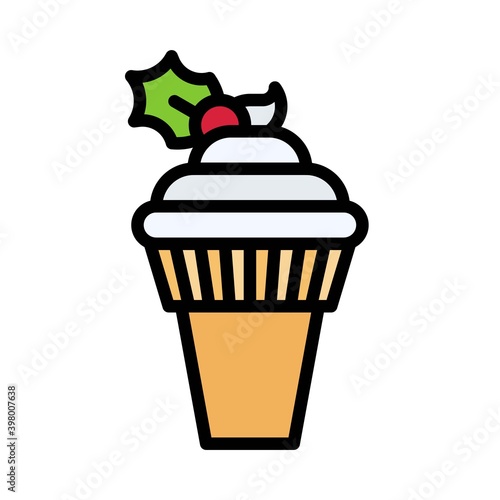 Soft serve icon, Christmas food and drink vector