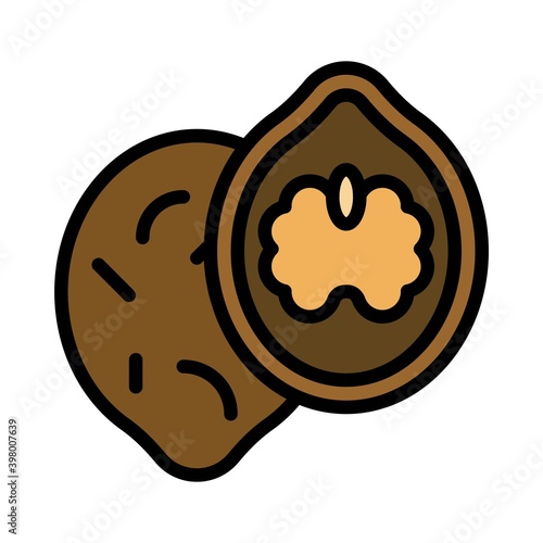 Walnut icon, Christmas food and drink vector