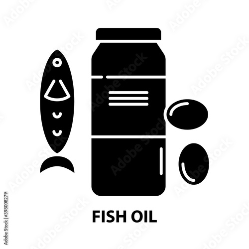 fish oil icon, black vector sign with editable strokes, concept illustration