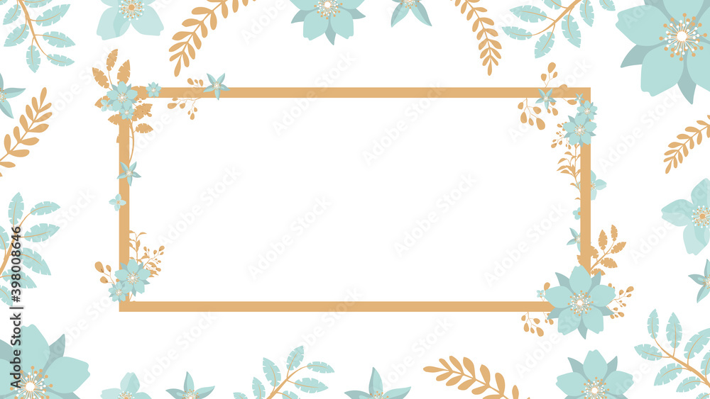 Background with flowers and leaves. Suitable for postcards, wedding invitations or poster with place for text. Vector.
