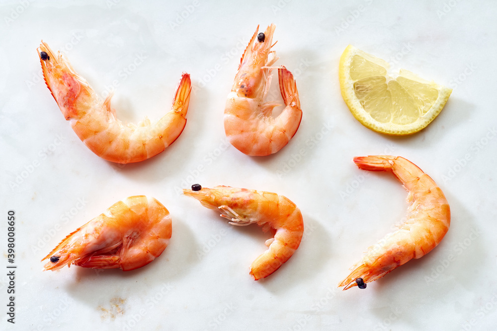 Flat lay with prawns Flat lay with prawns