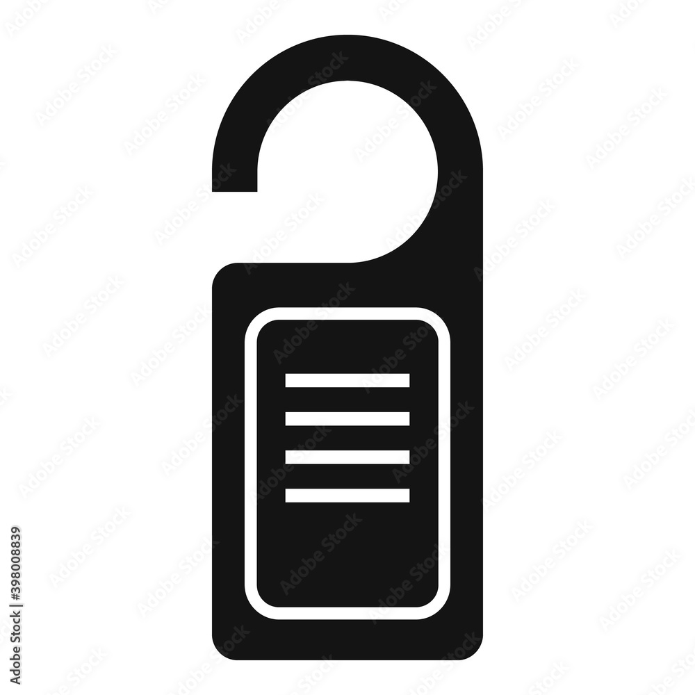 Room service door hanger icon. Simple illustration of room service door hanger vector icon for web design isolated on white background Room service door hanger icon. Simple illustration of room service door hanger vector icon for web design isolated on white background
