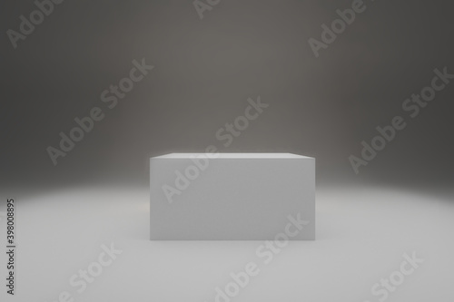 Empty cube or square box podium with studio background. Concept scene stage showcase for new product, promotion sale, banner, presentation, with copy space. 3D rendering
