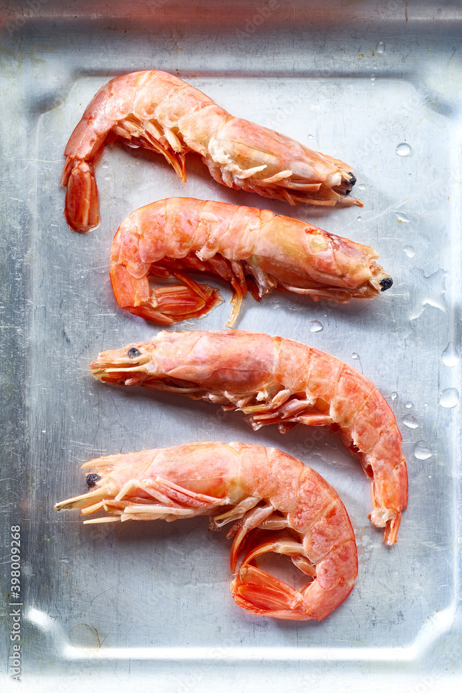 Flat lay with prawns Flat lay with prawns