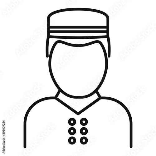 Room service man icon. Outline room service man vector icon for web design isolated on white background