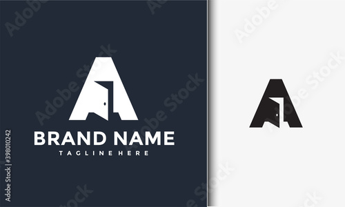 initials A door logo