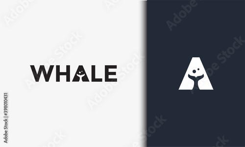 initials A whale tail logo