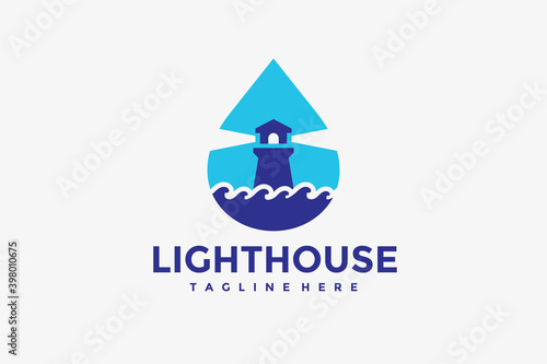 lighthouse waves water logo