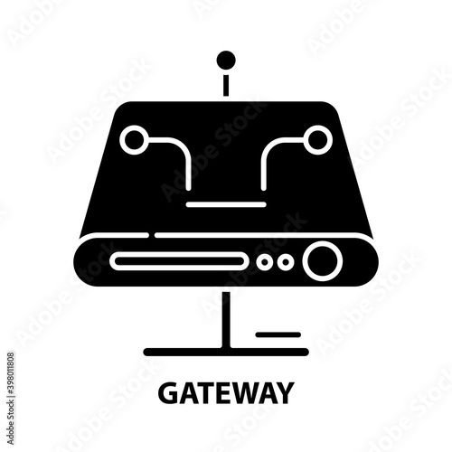 gateway icon, black vector sign with editable strokes, concept illustration