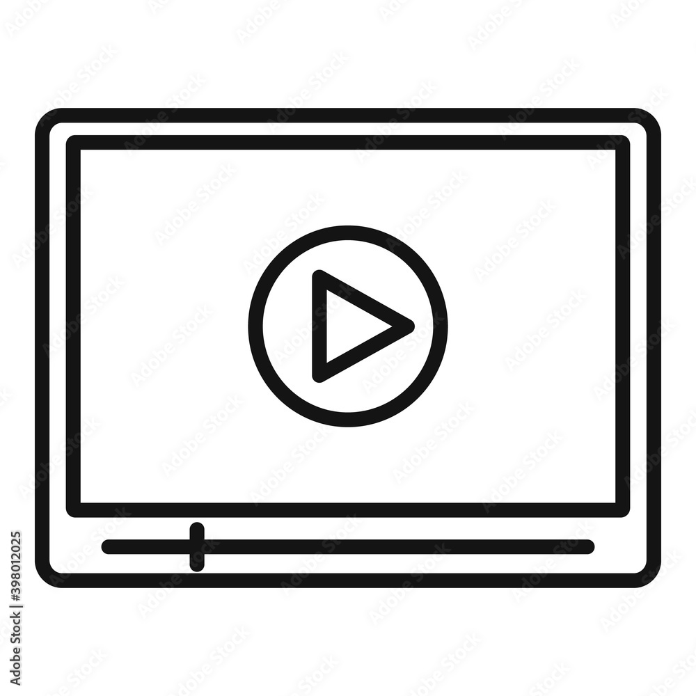 Video player icon. Outline video player vector icon for web design isolated on white background Video player icon. Outline video player vector icon for web design isolated on white background