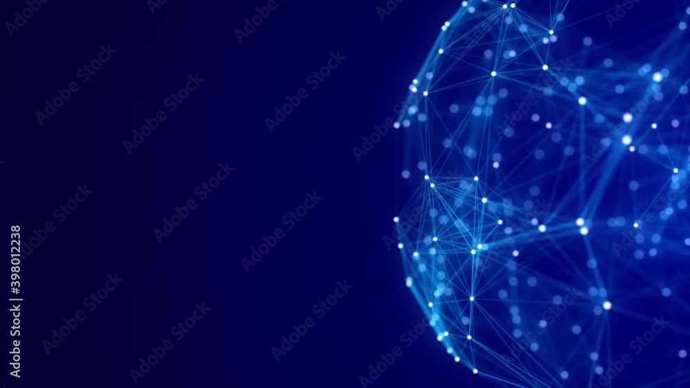 Blue sphere consisting of points and lines. Modern wireframe elements. Technology grid sphere. 3d rendering.