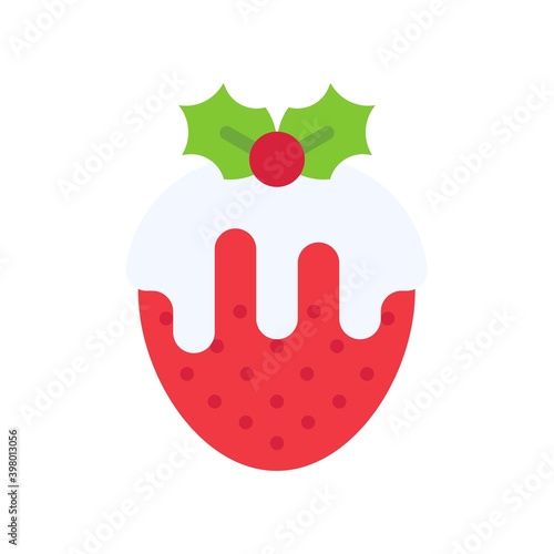 Strawberry fondue icon, Christmas food and drink vector
